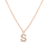 0.05ct 14k Rose Gold Diamond Necklace - Initial S